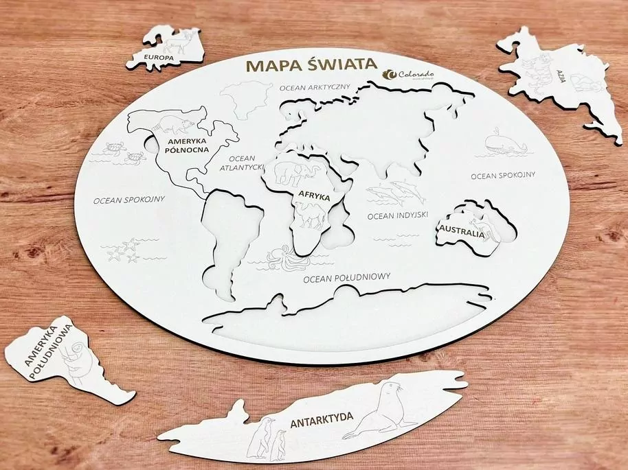 Mapa Świata kontynenty i oceany - tantis.pl
