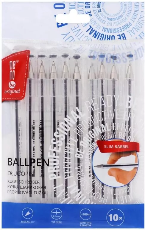 Długopis biurowy 0,7mm czarny 10szt MemoBe - tantis.pl