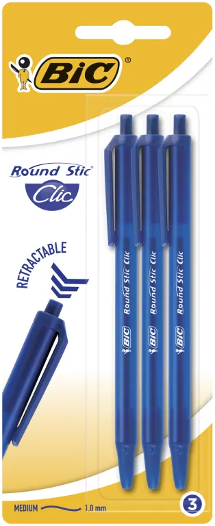 Długopis Round Stic Clic niebieski. Blister 3 sztuki - tantis.pl