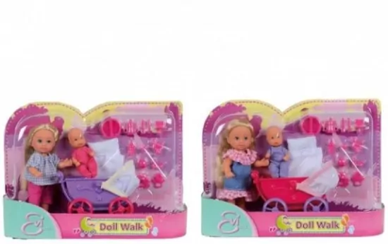Evi z wózkiem i laleczką, 2 rodzaje