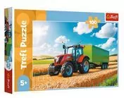 Puzzle 100 Traktor z przyczepą TREFL - tantis.pl