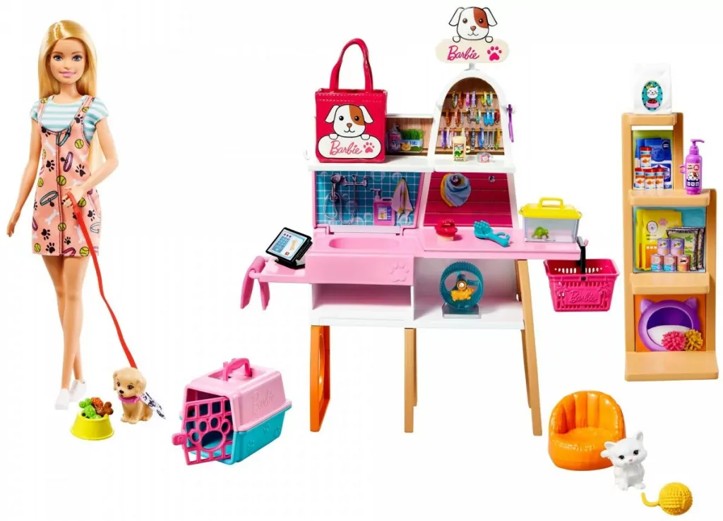 Barbie Sklepik-salon dla zwierzakow Lalka - tantis.pl