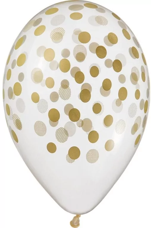 Balony Gemar Hel konfetti złote 33cm 5szt - tantis.pl