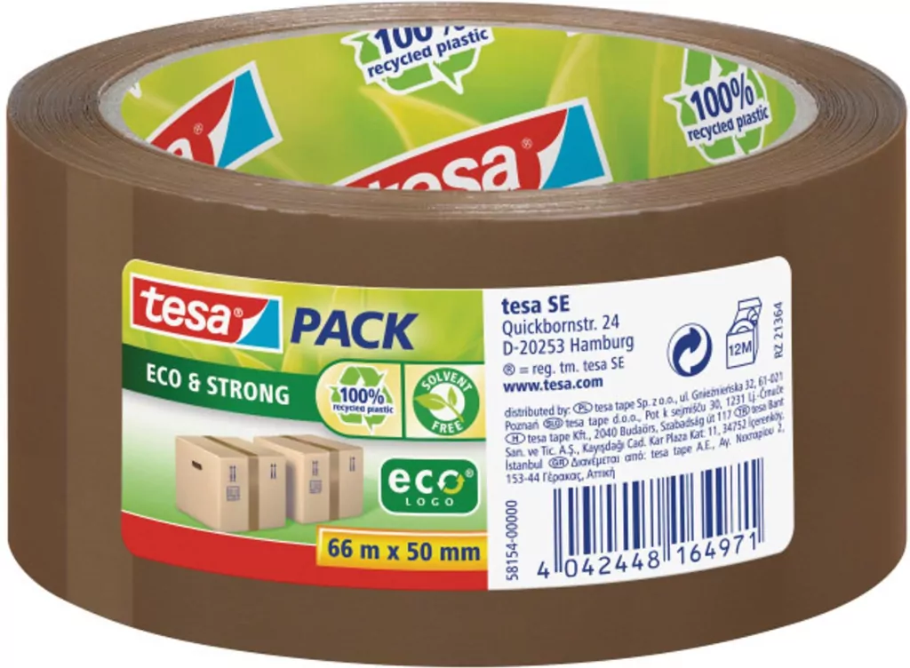 Taśma pakowa Tesa Ecologo brązowa 66mx50mm - tantis.pl