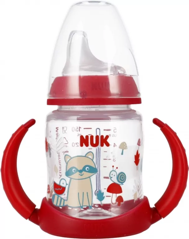 NUK. First Choice. Butelka 150ml. 6-18 miesięcy. Czerwona- Szop - tantis.pl