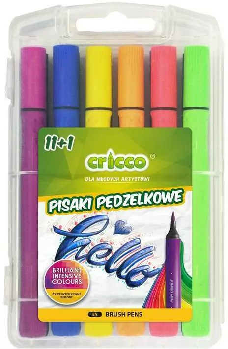 Pisaki pędzelkowe. 12 kolorów - tantis.pl