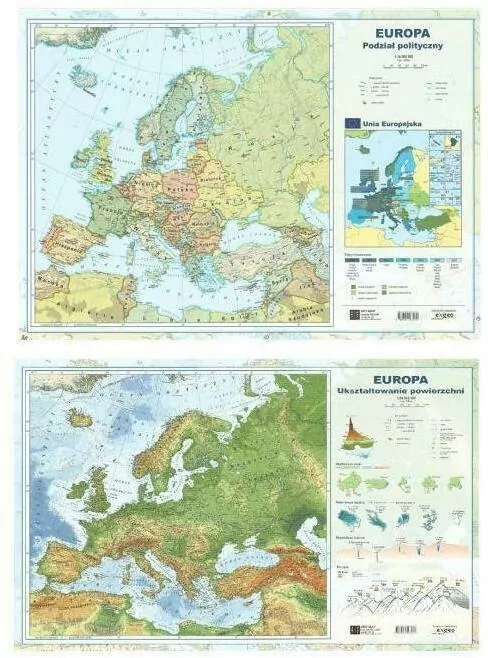Mapa Europy A2. Dwustronna laminowana - tantis.pl