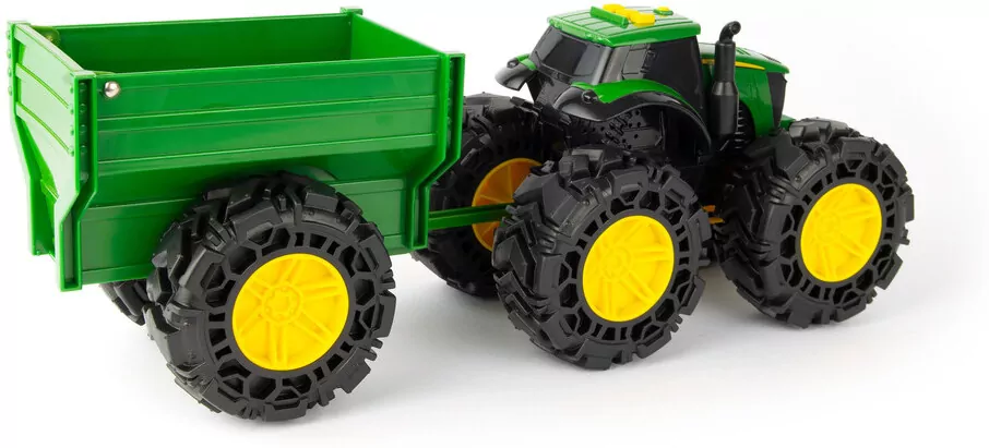 TOMY. John Deere Monster Traktor z przyczepą światło i dźwięk - tantis.pl