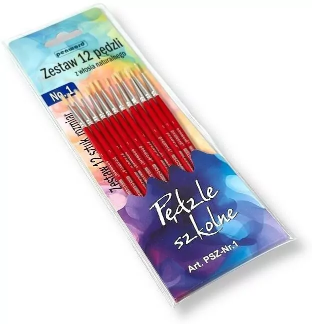 Pędzle szkolne z włosia naturalnego nr 1 12szt - tantis.pl