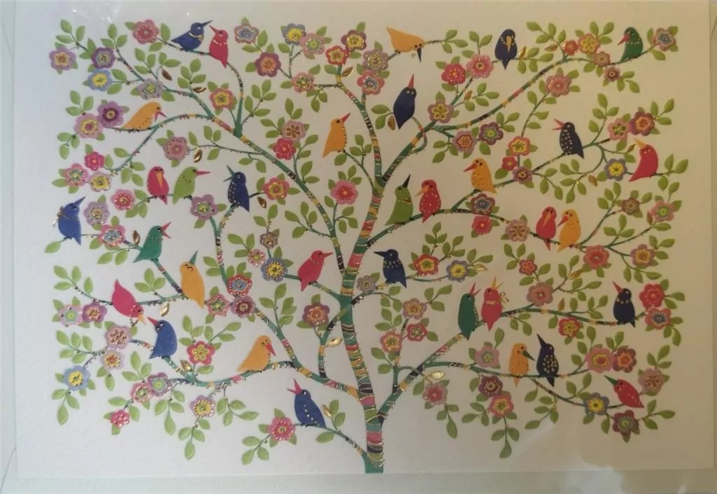 Karnet B6 + koperta MO4314 Ptaszki na drzewie - tantis.pl