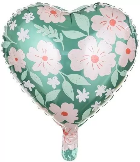 Balon foliowy Serce w kwiaty 45cm - tantis.pl