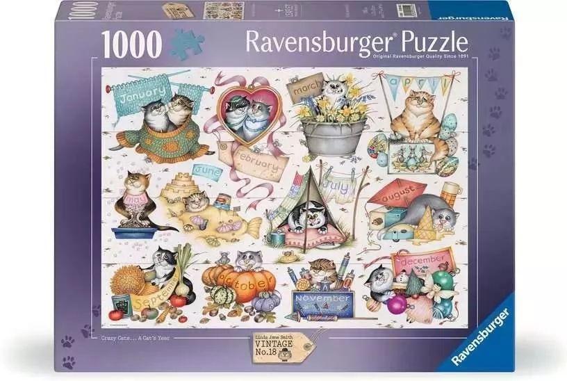 Puzzle 1000. Kalendarz Szalonych Kotów - tantis.pl