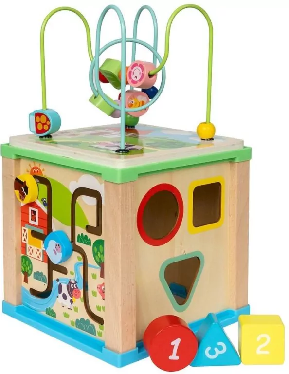 Drewniana kostka aktywizująca 5w1 - tantis.pl