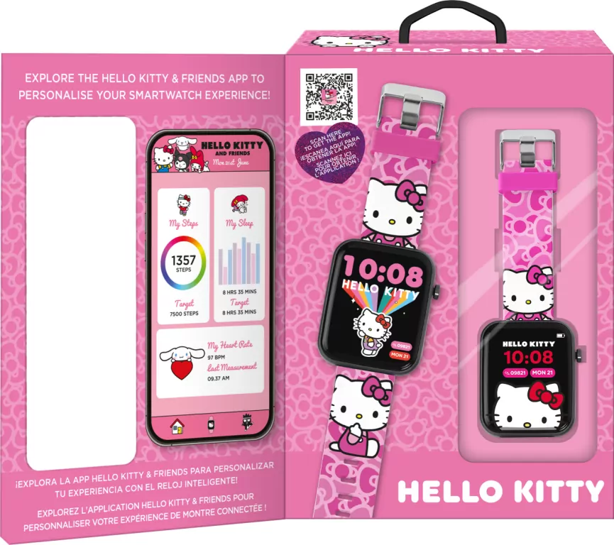 Smartwatch z Bluetooth Hello Kitty 12 funkcji i aplikacja Hello Kitty HK50264 - tantis.pl