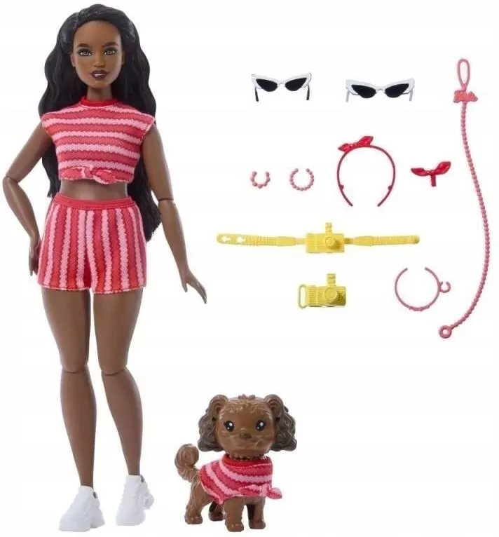 Barbie Jednakowa stylizacja Lalka i piesek - Paski - tantis.pl