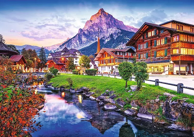 Puzzle 1000. Alpejskie miasteczko Szwajcaria. 10854 - tantis.pl