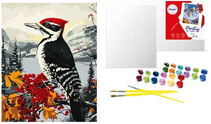 Malowanie po numerach - Dzięcioł na gałęzi 40x50cm - tantis.pl