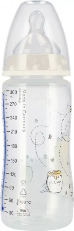 NUK. First Choice. Butelka 300ml. 0-6 miesięcy. Kubuś Puchatek - tantis.pl
