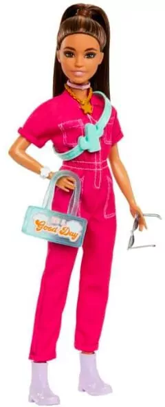 Barbie Lalka różowy kombinezon - tantis.pl