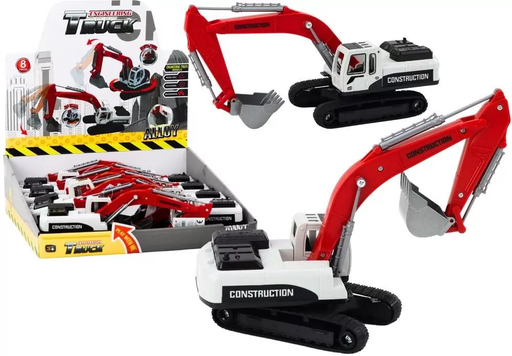 Koparka gąsienicowa metalowa. Biało-czerwona - tantis.pl