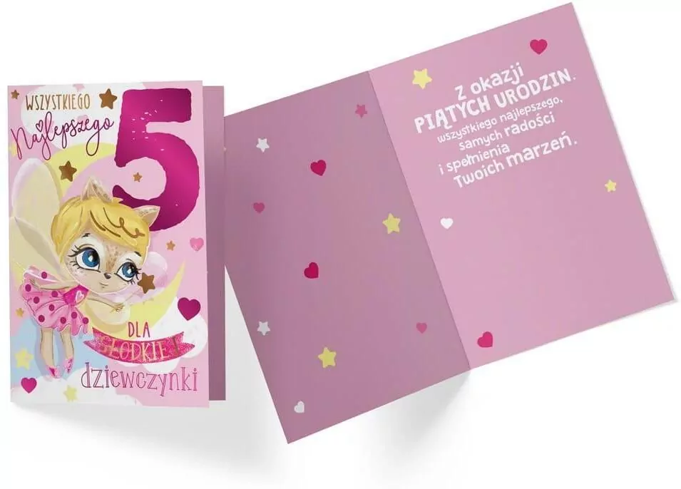 Karnet 5 Urodziny dziewczynka - tantis.pl