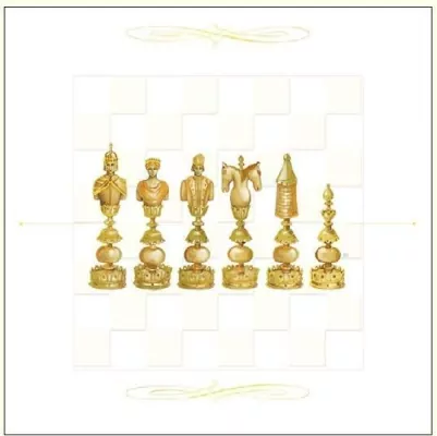 Karnet 16x16 + koperta. Szachy złote