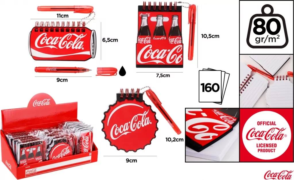 Notesik Coca-Cola z mini długopisem MIX - tantis.pl