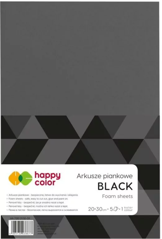 Arkusze piankowe A4 5szt czarne HAPPY COLOR - tantis.pl