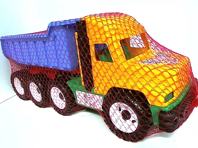 Wywrotka duża żółto-niebieska z czerwoną naczepą LESZKO - tantis.pl