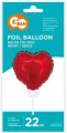 Balon foliowy Serce czerwone patyczek, zawór 22cm - tantis.pl