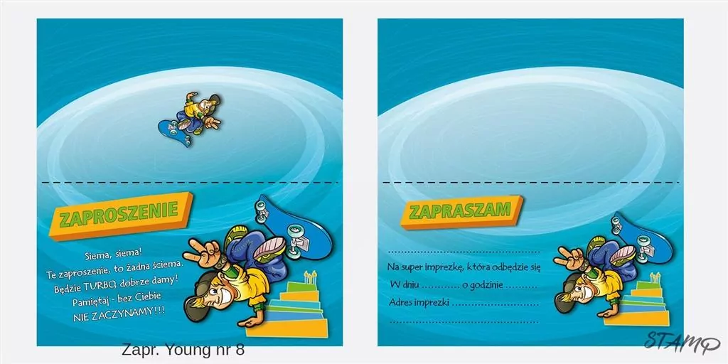 Zaproszenia Young Chłopiec wzór nr 08 - tantis.pl