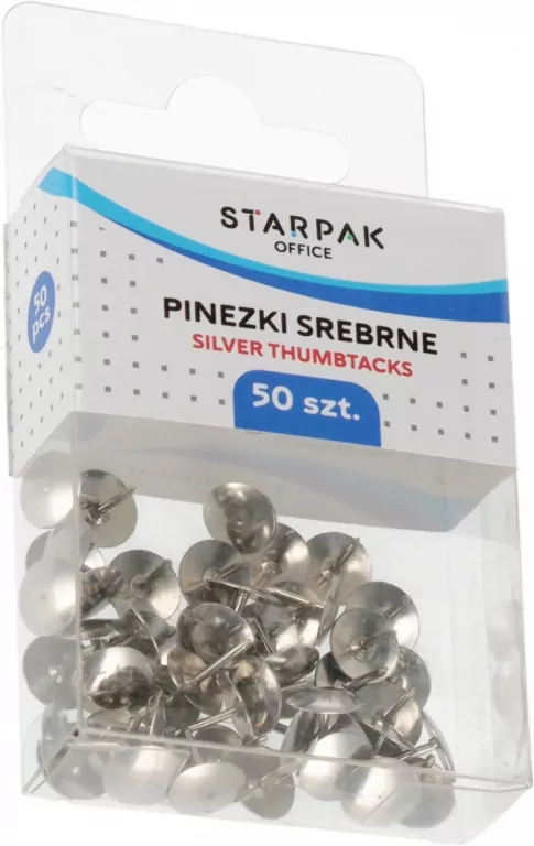 Pinezki metalowe srebrne 50szt - tantis.pl
