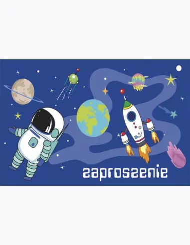 Zaproszenie Z 160x95 zest. 62137 Dziecięce - Chłopiec, Kosmos, Urodziny - tantis.pl