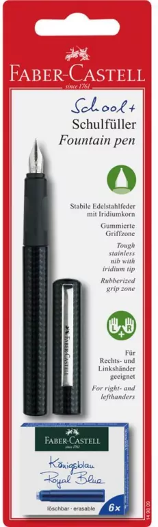 Pióro Wieczne Faber-Castell szkolne Carbon Look + 6 naboi - tantis.pl