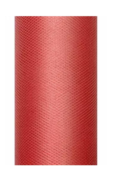 Tiul dekoracyjny czerwony gładki 0,30x9m - tantis.pl