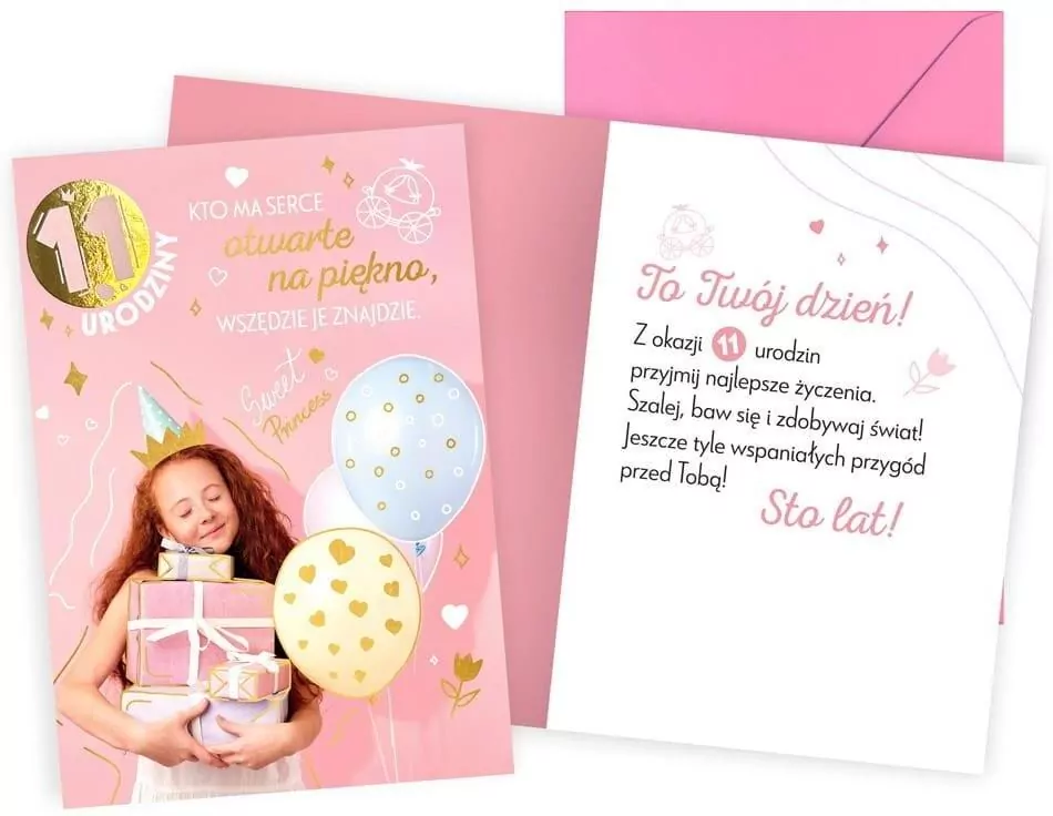 Karnet. Urodziny 11 dziewczynka - tantis.pl