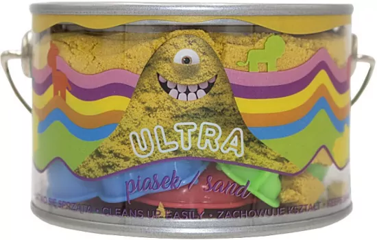 Ultra Piasek puszka 200 g. 5 foremek zwierzaki, żółty