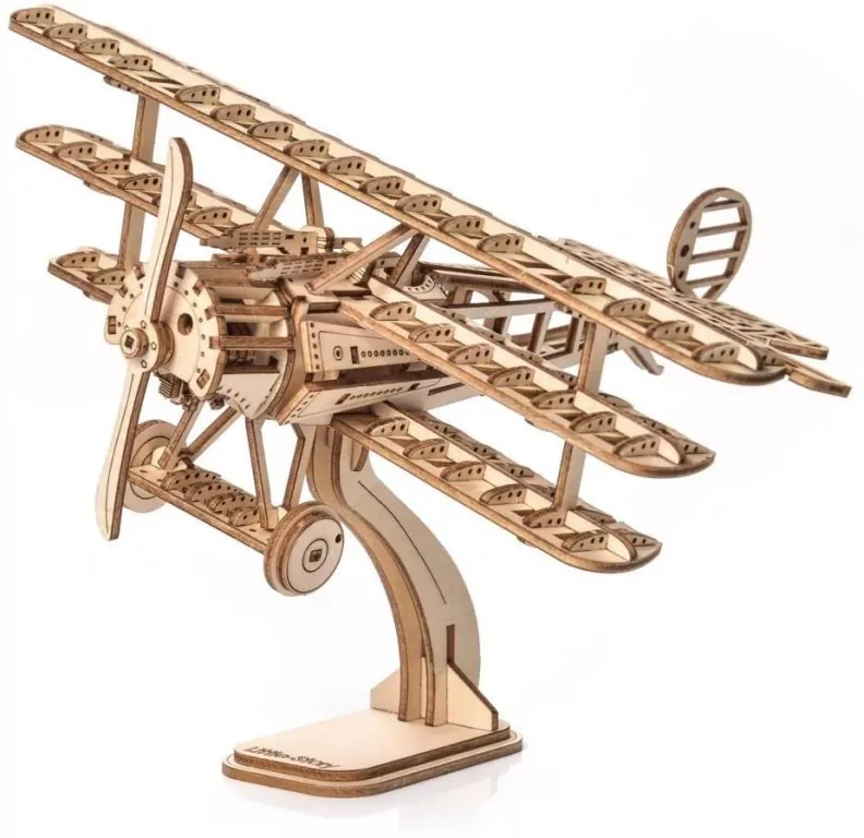Puzzle Drewniane 3D - Samolot Trójpłat - tantis.pl