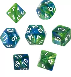 Komplet kości REBEL RPG - Dwukolorowe - Niebiesko-zielone