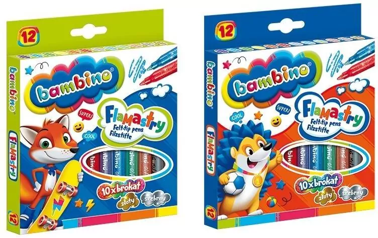Flamastry brokatowe Bambino. 12 kolorów - tantis.pl
