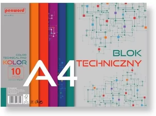 Blok techniczny A4 Premium kolor 180g 10 arkuszy - tantis.pl