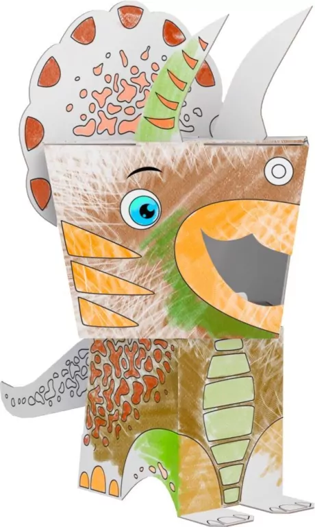 Cube head. Dino. Triceratops. Złóż i pokoloruj - tantis.pl