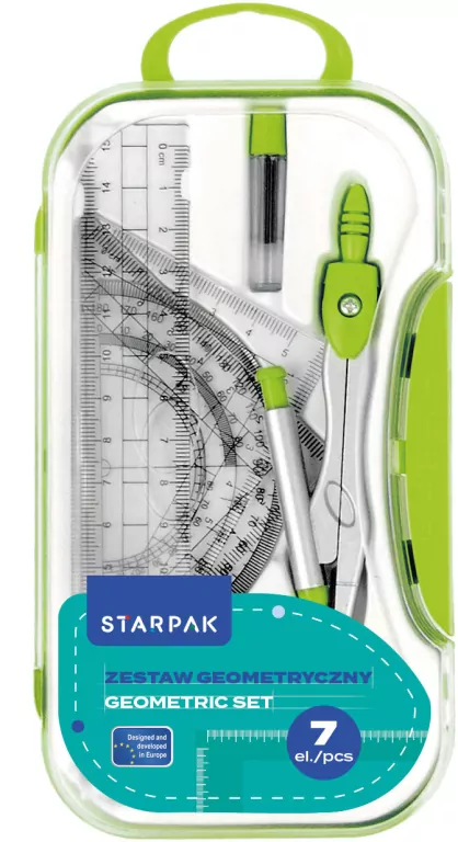 Zestaw szkolny geometryczny 7el zielony - tantis.pl