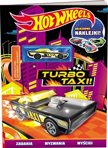 Mattel Hot Wheels Turbo Taxi zadania + naklejki - tantis.pl
