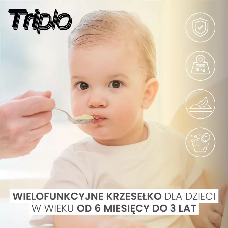 Caretero Krzesełko do karmienia Triplo beige - tantis.pl