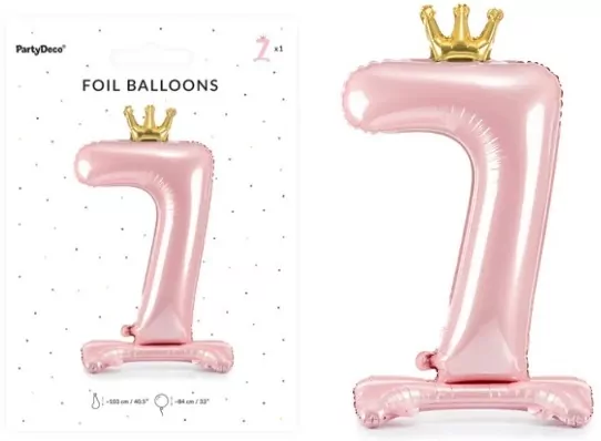 Stojący balon foliowy 7 jasny róż 84cm - tantis.pl