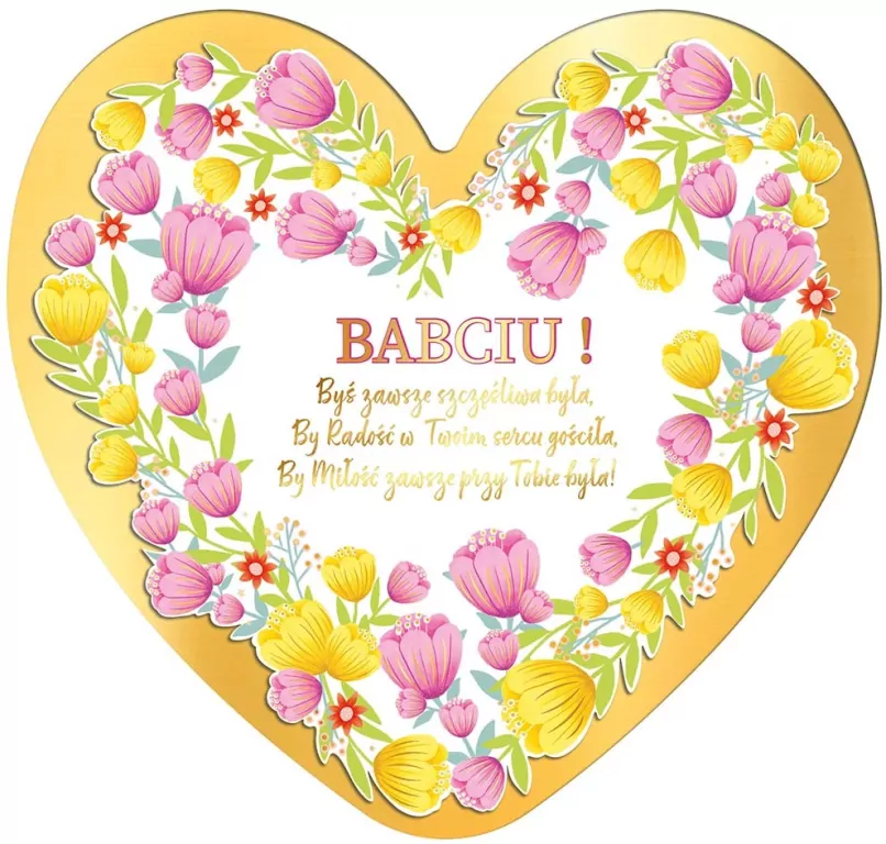 Laurka dwustronna Serce Babcia - Magiczne kwiaty - tantis.pl