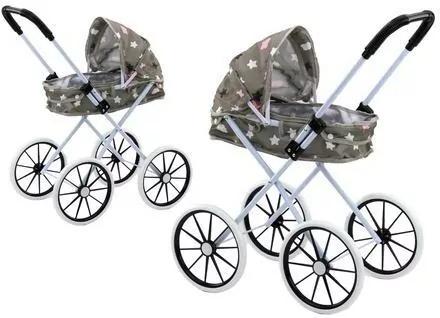 Wózek dla lalek duże koła szary 60cm - tantis.pl