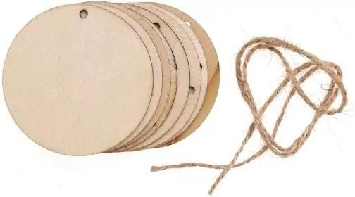 Plastry drewna z otworem + sznurek jutowy - tantis.pl