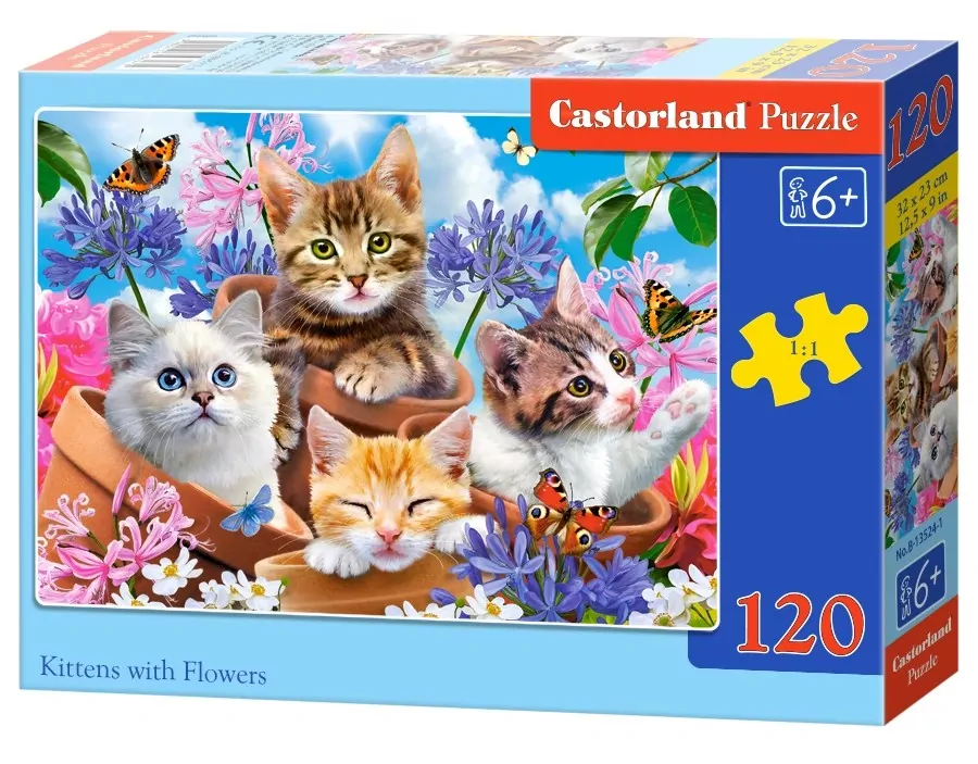 Puzzle 120 Kittens with Flowers CASTORLAND - tantis.pl